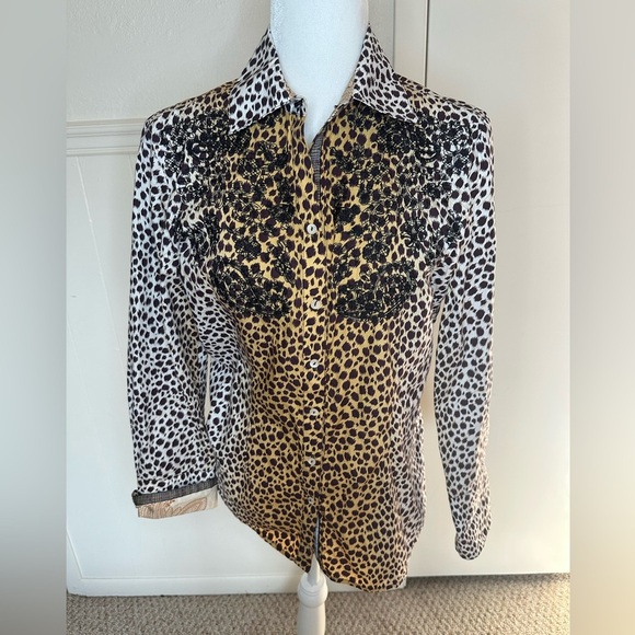 Robert Graham animal print long sleeve 100% cotton size M - Picture 1 of 11